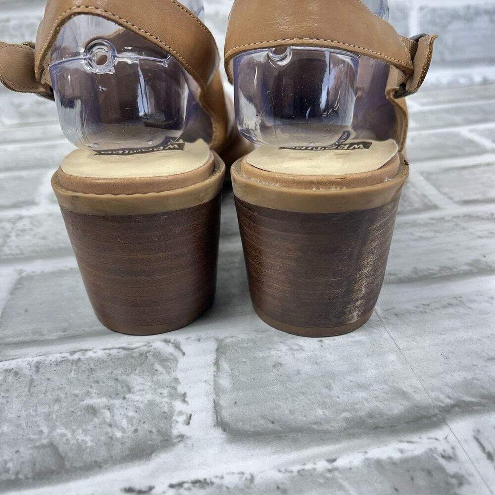 Westies Women's Size 9.5 Brown Tan Leather Vintage Block Heel Mule Clogs - Picture 4 of 13